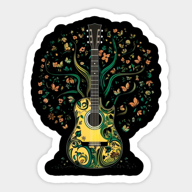 Acoustic Guitar Tree Guitar Player Nature Guitarist Sticker by Cute Creatures